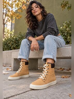 🤎 Timberland Skyla Bay 6-Inch Boots Women’s 7 Wheat Nubuck Lace Up A2C3S 🤎
